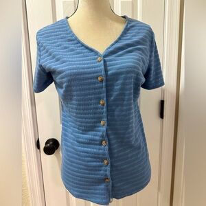 Blue Button-Up Women's Top